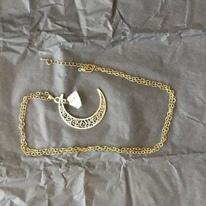 Yellow Apatite Waning Crescent Necklace